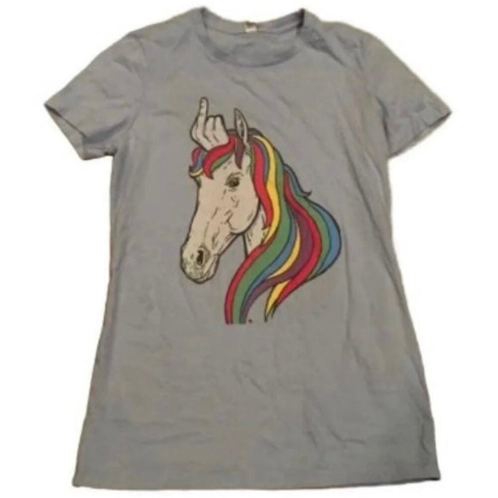 Bella Rainbow Middle Finger Women’s MD Graphic T-shirt.